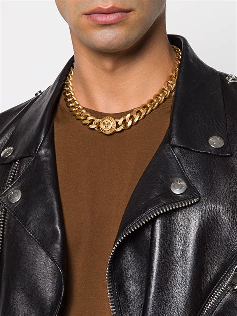 versace medusa strass chain pendant necklace|versace small medusa head necklace.